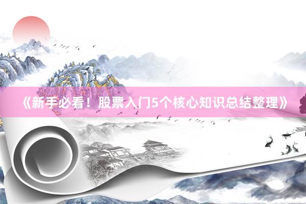《新手必看！股票入门5个核心知识总结整理》