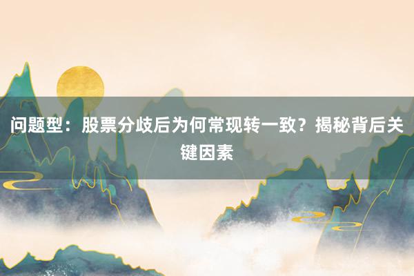 问题型：股票分歧后为何常现转一致？揭秘背后关键因素