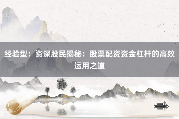 经验型：资深股民揭秘：股票配资资金杠杆的高效运用之道