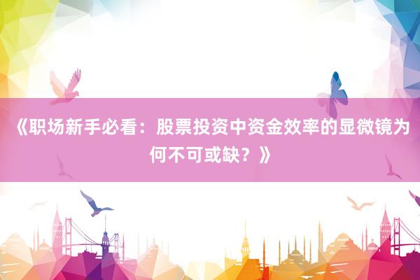 《职场新手必看：股票投资中资金效率的显微镜为何不可或缺？》