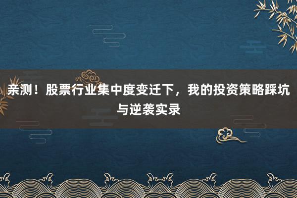 亲测！股票行业集中度变迁下，我的投资策略踩坑与逆袭实录