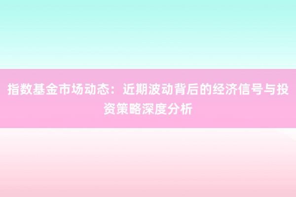 指数基金市场动态：近期波动背后的经济信号与投资策略深度分析