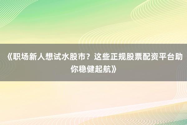 《职场新人想试水股市？这些正规股票配资平台助你稳健起航》
