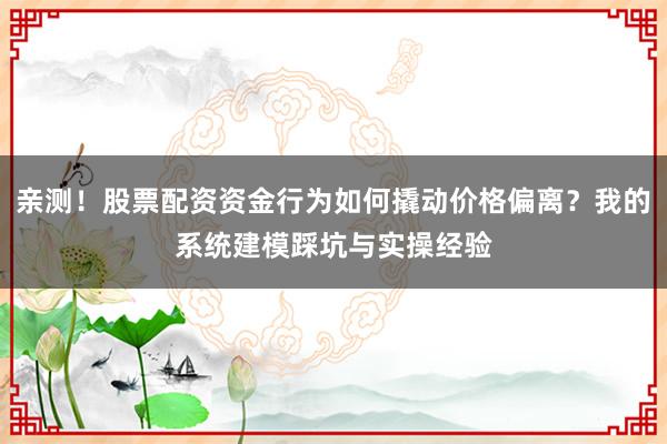 亲测!股票配资资金行为如何撬动价格偏离?我的系统建模踩坑与实操经验