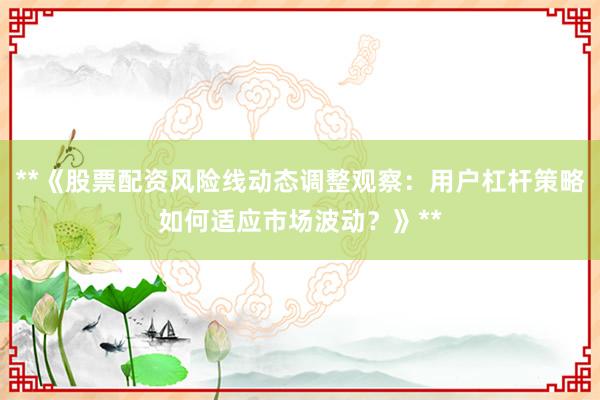 **《股票配资风险线动态调整观察：用户杠杆策略如何适应市场波动？》**