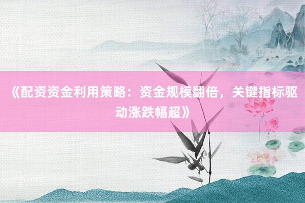 《配资资金利用策略：资金规模翻倍，关键指标驱动涨跌幅超》